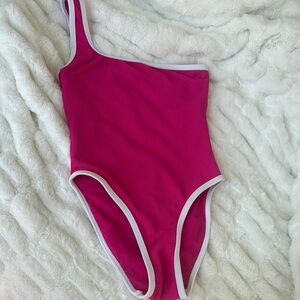 Pink One-Shoulder Swimsuit